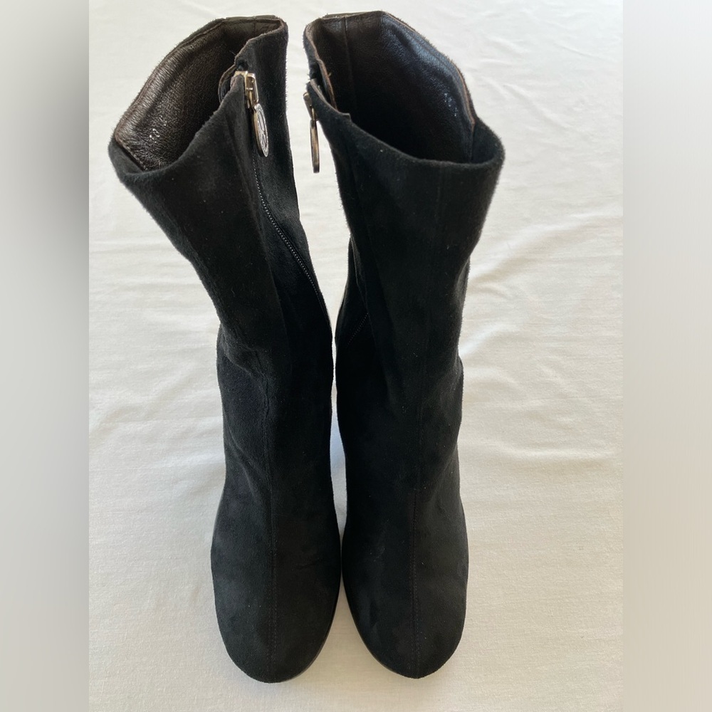 Donald J Pliner Shoe Boot Heel Stiletto Mid Calf Mottled Black Suede Black Sz 10 - Picture 5 of 17
